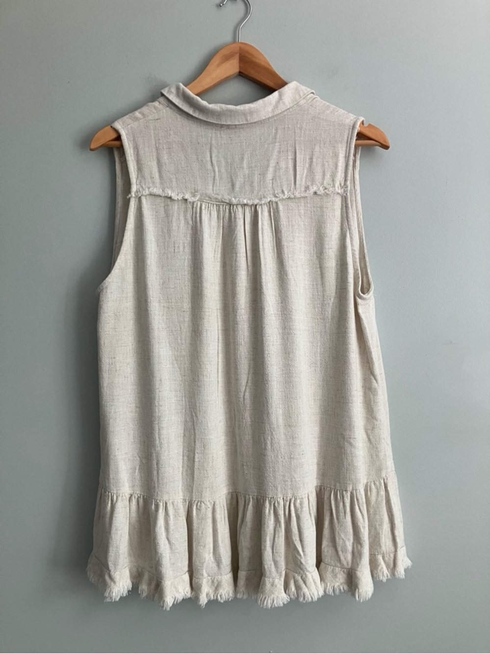 UMGEE Tan Linen and Cotton Blend Peplum Tunic Tank Size L - Picture 5 of 9